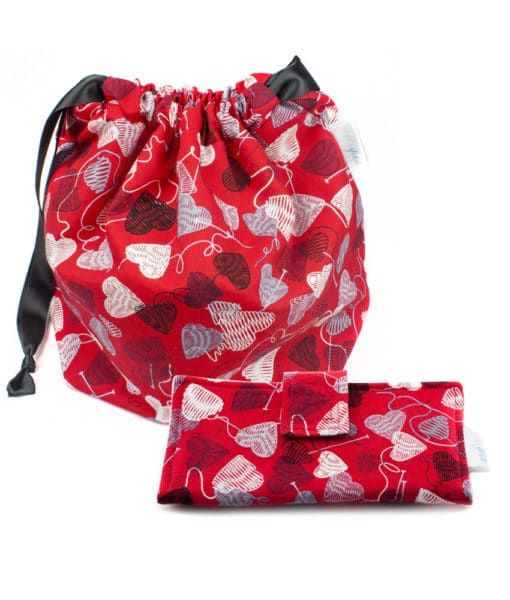 Project bag and Wallet kit - Red hearts wool