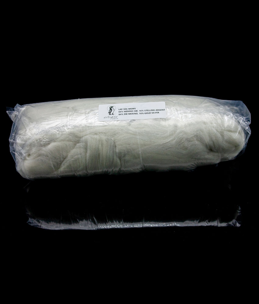 Spinning fiber (Top) - Merino, Stellina Silver