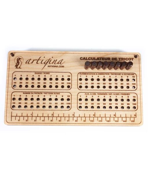 Calculateur de tricot en bois véritable Artigina