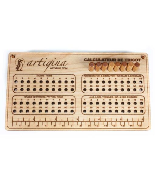 Calculateur de tricot en bois véritable Artigina