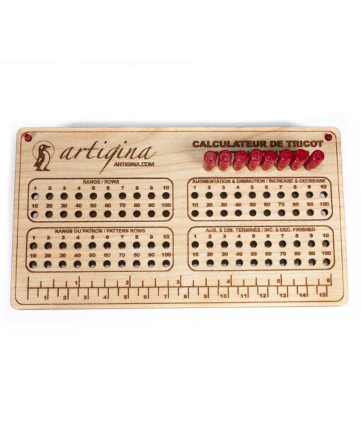 Calculateur de tricot en bois véritable Artigina