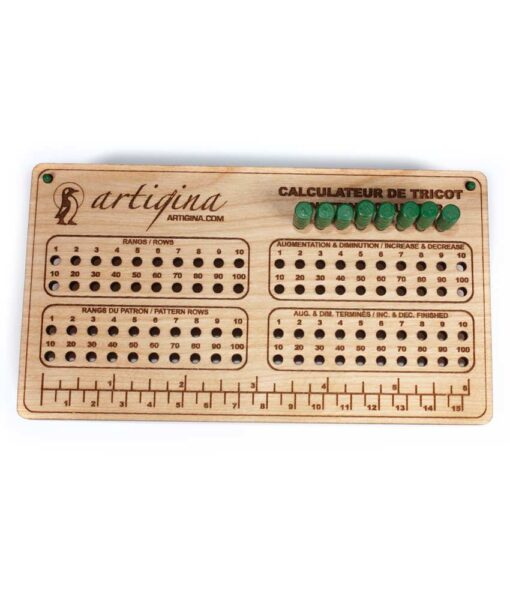 Calculateur de tricot en bois véritable Artigina
