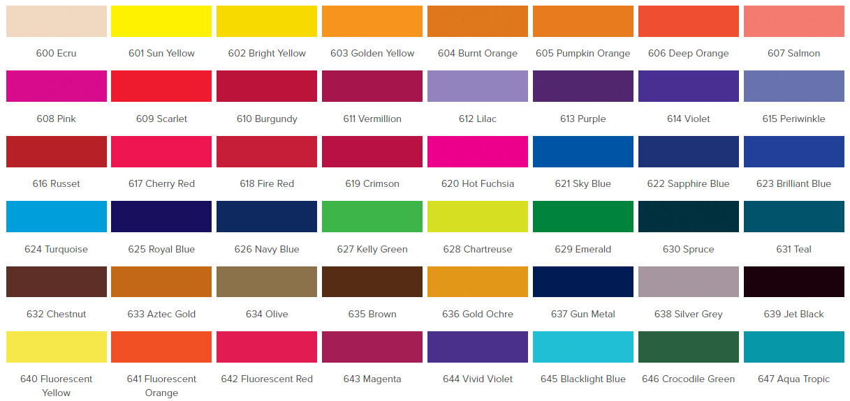 Charte de couleur - Jacquard Acid Dyes